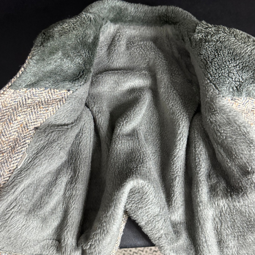 Vintage Herringbone Tweed Toddler 12 Mo 1 YO Overcoat Faux Fur Belted Tweed Coat - Picture 3 of 8